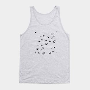 Flying Free Birds Silhouette In Black Tank Top